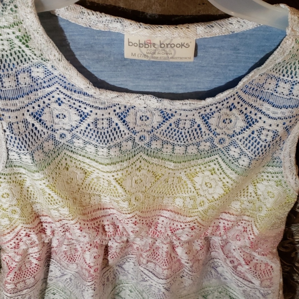 Girls Rainbow & Lace Dress - Picture 2 of 4